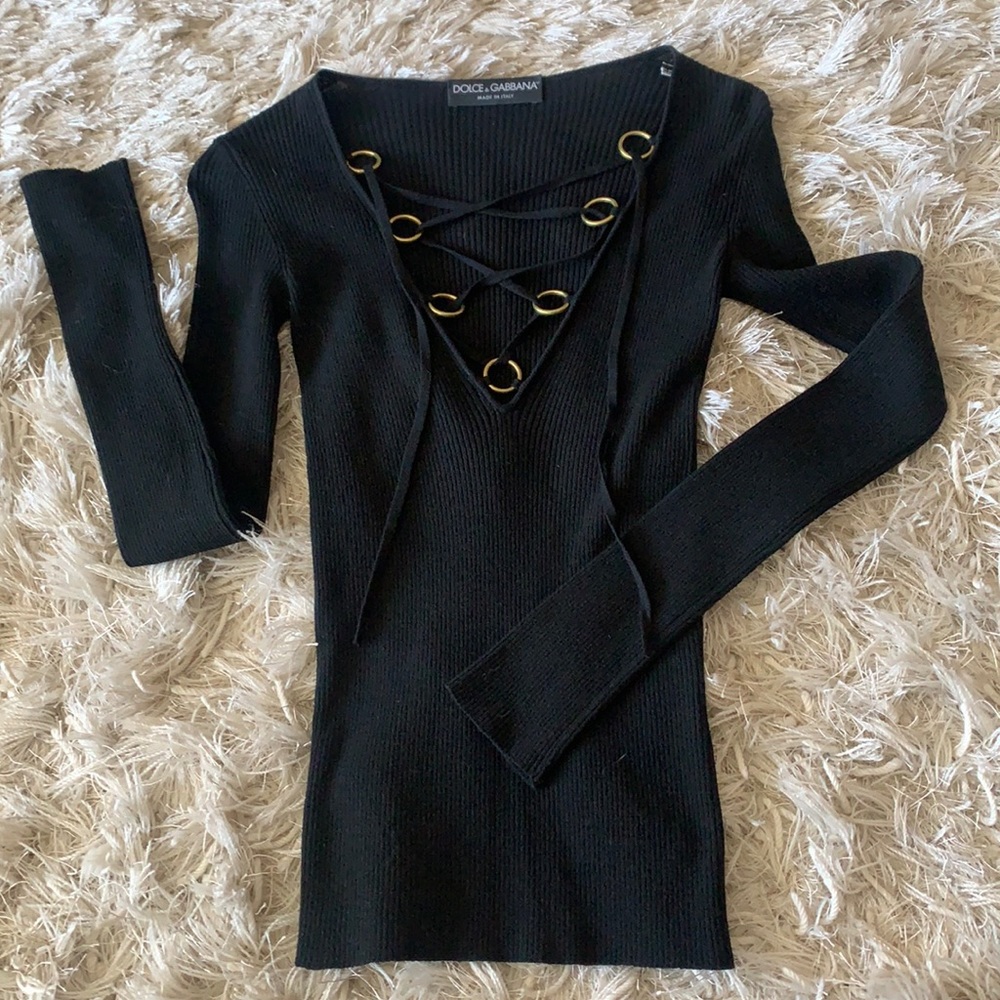 Dolce and Gabbana Lace Up Top